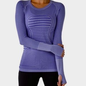 lululemon athletica Blue Striped Long Sleeve Top